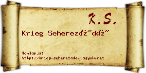 Krieg Seherezádé névjegykártya